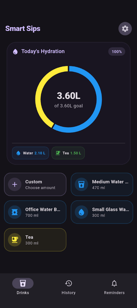 Drinks Dashboard Screen